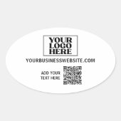 Bedrijfs Logo- en QR-code Ovale Sticker (Voorkant)