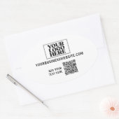 Bedrijfs Logo- en QR-code Ovale Sticker (Envelop)