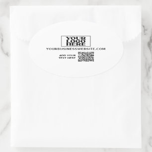 Bedrijfs Logo- en QR-code Ovale Sticker