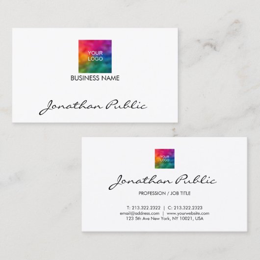 Bedrijfs Logo hier Moderne Hoogste Sjabloon Visitekaartje (Voorkant / Achterkant)