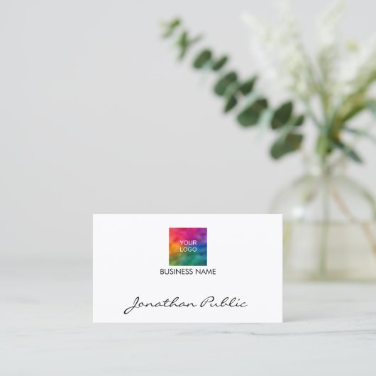 Bedrijfs Logo hier Moderne Hoogste Sjabloon Visitekaartje (Staand voorkant)