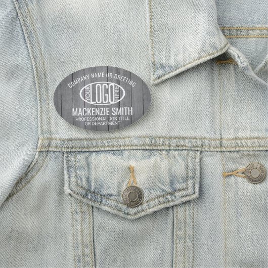 Bedrijfs Logo ID Grijs Faux Hood Oval Naamplaatje (In situ)