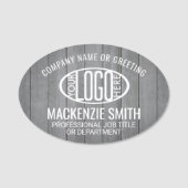 Bedrijfs Logo ID Grijs Faux Hood Oval Naamplaatje (Voorkant)