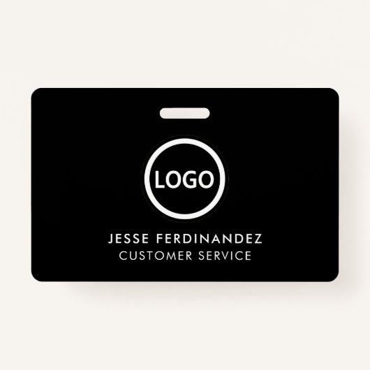 Bedrijfs Logo-ID, Minimalistisch zwart personeelsl Badge (Voorkant)