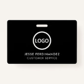 Bedrijfs Logo-ID, Minimalistisch zwart personeelsl Badge (Achterkant)