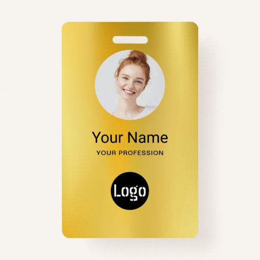 Bedrijfs Logo-ID | Modern Gold Employee ID Badge (Voorkant)
