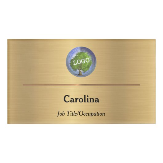 Bedrijfs Logo Magnetic Gold Naambadge (Voorkant)