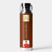 Bedrijfs logo naam foto bruin waterfles (Voorkant)