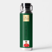 Bedrijfs logo naam foto smaragdgroen waterfles (Achterkant)