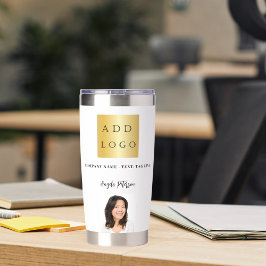 Bedrijfs logo naam handtekening foto merkkleur geïsoleerde drinkbeker