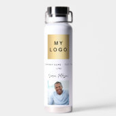 Bedrijfs logo naam handtekening foto merkkleur waterfles (Achterkant)