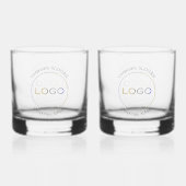Bedrijfs Logo Naam Slogan Paar Elegant Whisky Glas (Voorkant)