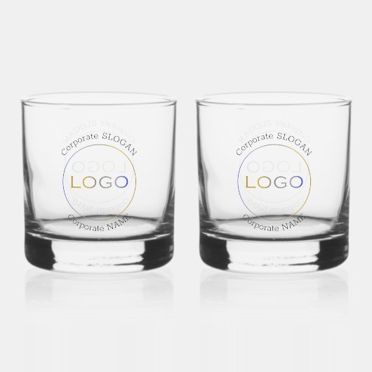 Bedrijfs Logo Naam Slogan Paar Elegant Whisky Glas (Achterkant)