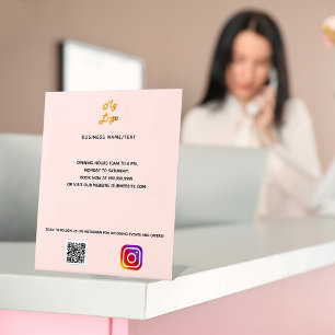 Bedrijfs logo qr code instagram bloush aangepaste  reclamebord met voetstuk