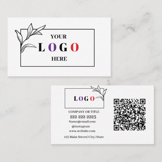 Bedrijfs Logo QR Code Moderne Beroeps Visitekaartje (Voorkant / Achterkant)