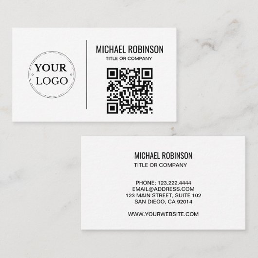Bedrijfs Logo QR Code Moderne Beroeps Visitekaartje (Voorkant / Achterkant)