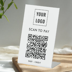 Bedrijfs Logo Qr- Code Moderne Betaling Reclamebord Met Voetstuk