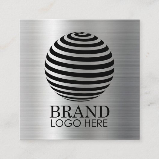 Bedrijfs Logo QR Code Moderne Metallic Silver Contactkaartje (Voorkant)