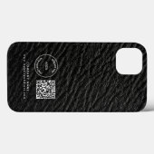 Bedrijfs Logo QR Code Naam Zwarte Faux Leder Case-Mate iPhone Case (Achterkant (horizontaal))