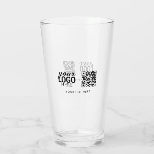 Bedrijfs Logo QR Code & Tekst Klantcadeautjes Glas (Achterkant)