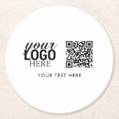 Bedrijfs Logo QR Code & Tekst Klantcadeautjes Ronde Kartonnen Onderzetter (Voorkant)
