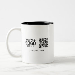 Bedrijfs Logo QR Code & Tekst Klantcadeautjes Tweekleurige Koffiemok