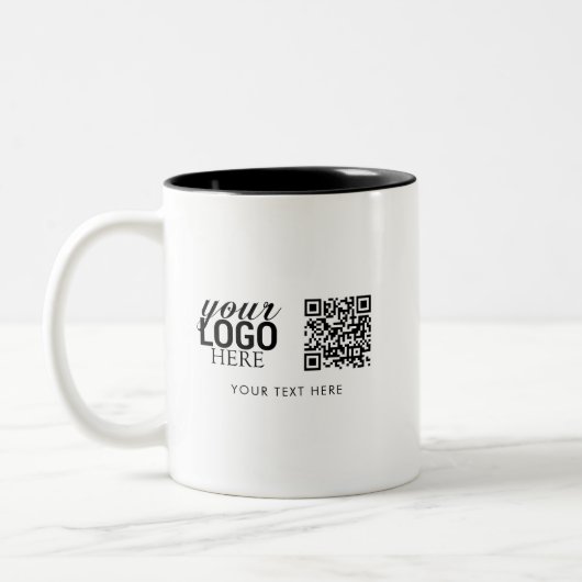 Bedrijfs Logo QR Code & Tekst Klantcadeautjes Tweekleurige Koffiemok (Links)