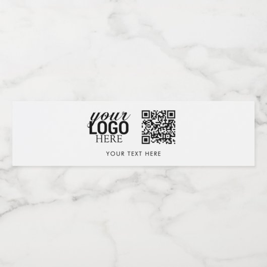 Bedrijfs Logo QR Code & Tekst Klantcadeautjes Waterfles Etiket (Enkel label)