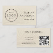Bedrijfs Logo QR Code Tropisch Palm Visitekaartje (Voorkant / Achterkant)