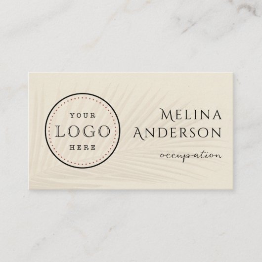 Bedrijfs Logo QR Code Tropisch Palm Visitekaartje (Voorkant)