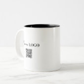 Bedrijfs Logo & QR Code Tweekleurige Koffiemok (Voorkant links)