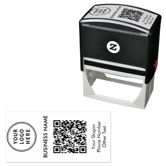 Bedrijfs Logo QR Code Zelfinktende Stempel (In situ)