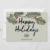 Bedrijfs Logo Rustic de Tak van de Boom van de Pij Feestdagenkaart (Voorkant)