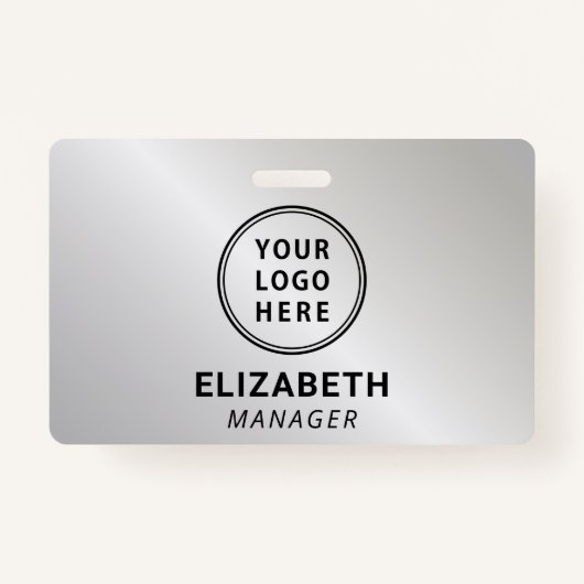 Bedrijfs Logo Silver Naam Badge (Voorkant)