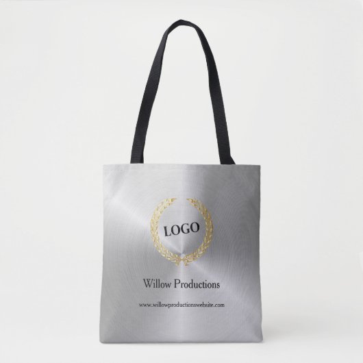 Bedrijfs Logo Silver Tote Bag (Voorkant)