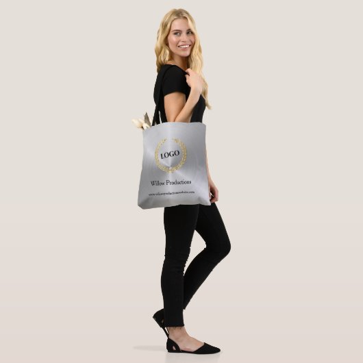 Bedrijfs Logo Silver Tote Bag (Op model)