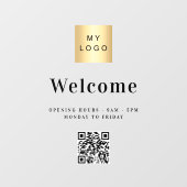 Bedrijfs logo welkomstopeningstijden QR-code Raamsticker (Vel)