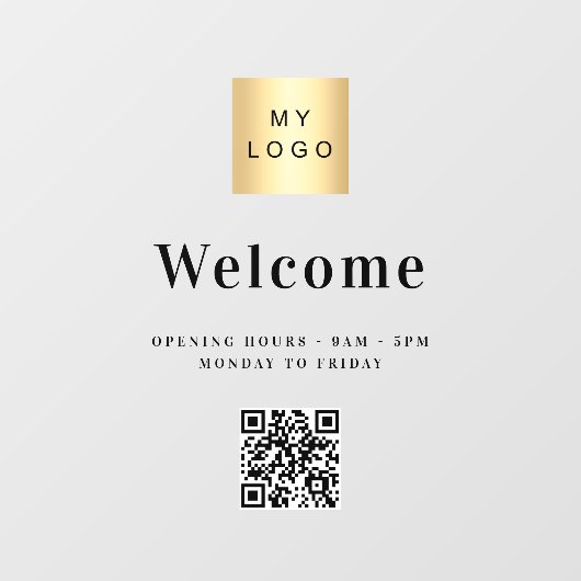 Bedrijfs logo welkomstopeningstijden QR-code Raamsticker (Vel)
