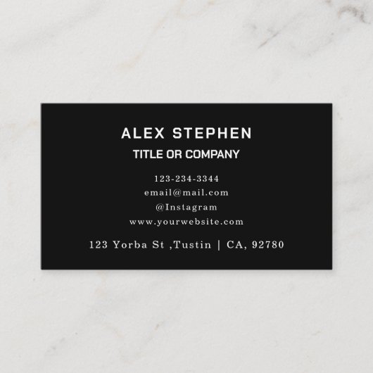 Bedrijfs Logo | Zwarte minimalistische professiona Visitekaartje (Voorkant)