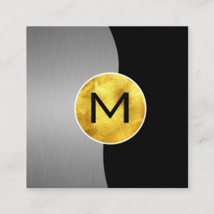 Bedrijfs/Metallic Silver/Gold Monogram Vierkante Visitekaartje