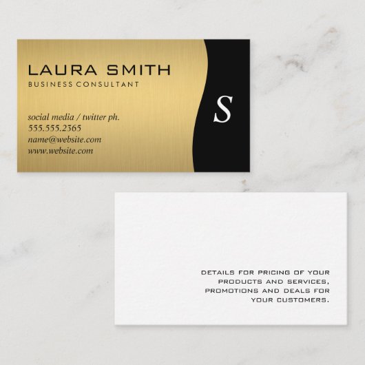 Bedrijfs/Metallic Silver/Gold Monogram Visitekaartje (Voorkant / Achterkant)