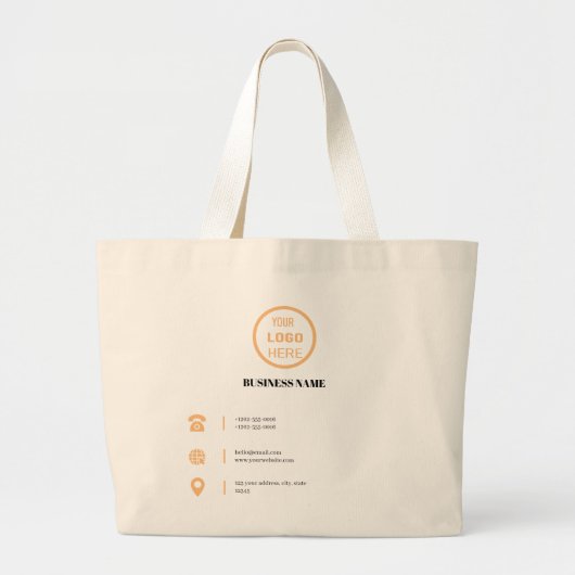 Bedrijfs moderne Logo, contactinfo en QR code Grote Tote Bag (Voorkant)