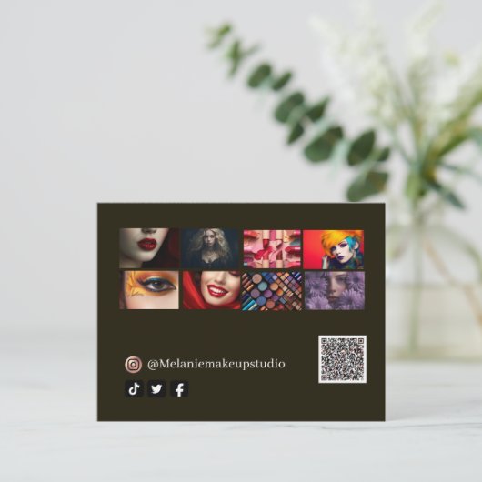 Bedrijfs moderne Make-upstudio &QR code Briefkaart (Staand voorkant)