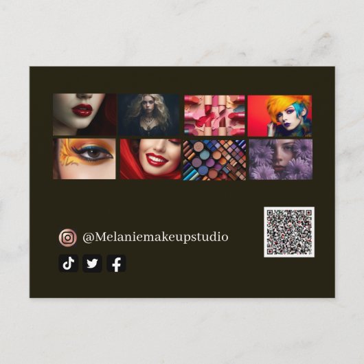 Bedrijfs moderne Make-upstudio &QR code Briefkaart (Voorkant)
