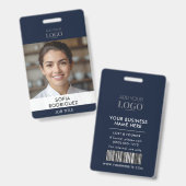 Bedrijfs Navy Blauwe Barcode Foto ID Badge (Voor- en achterkant)