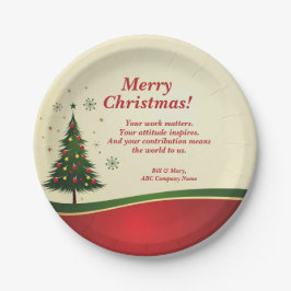 Bedrijfs- of groepsnaam Bericht Kerstfeest 7" Papieren Bordje