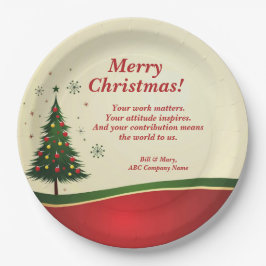 Bedrijfs- of groepsnaam Bericht Kerstfeest 9" Papieren Bordje