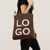 Bedrijfs- of zakelijk logo op chocoladebruin tote bag (Dichtbij)