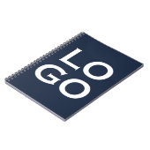 Bedrijfs- of zakelijk logo op marineblauw notitieboek (Linkerzijde)