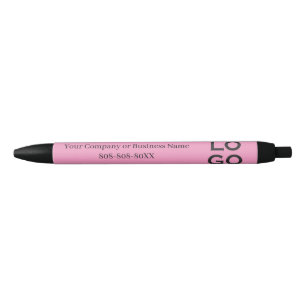 Bedrijfs- of zakelijk logo op roze zwarte inkt pen